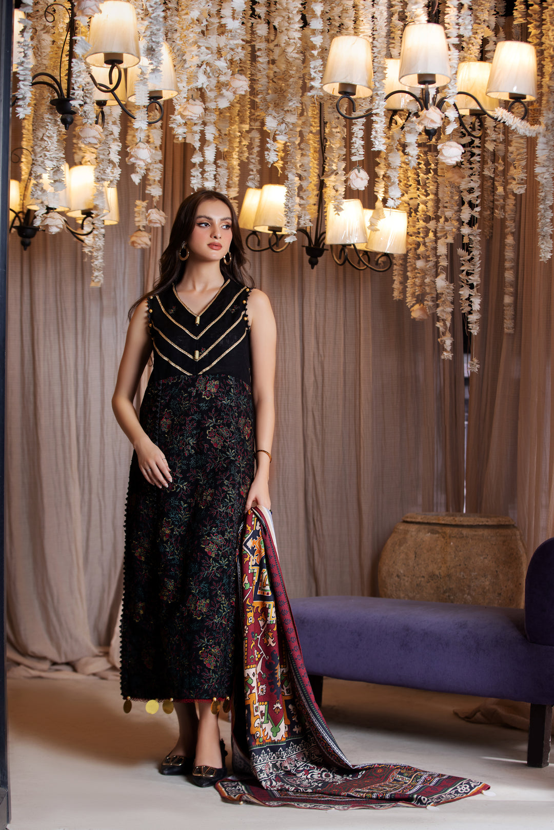 3 PIECE LUXURY UNSTITCHED-EMBROIDERED SELF JACQUARD KHADDAR SUIT