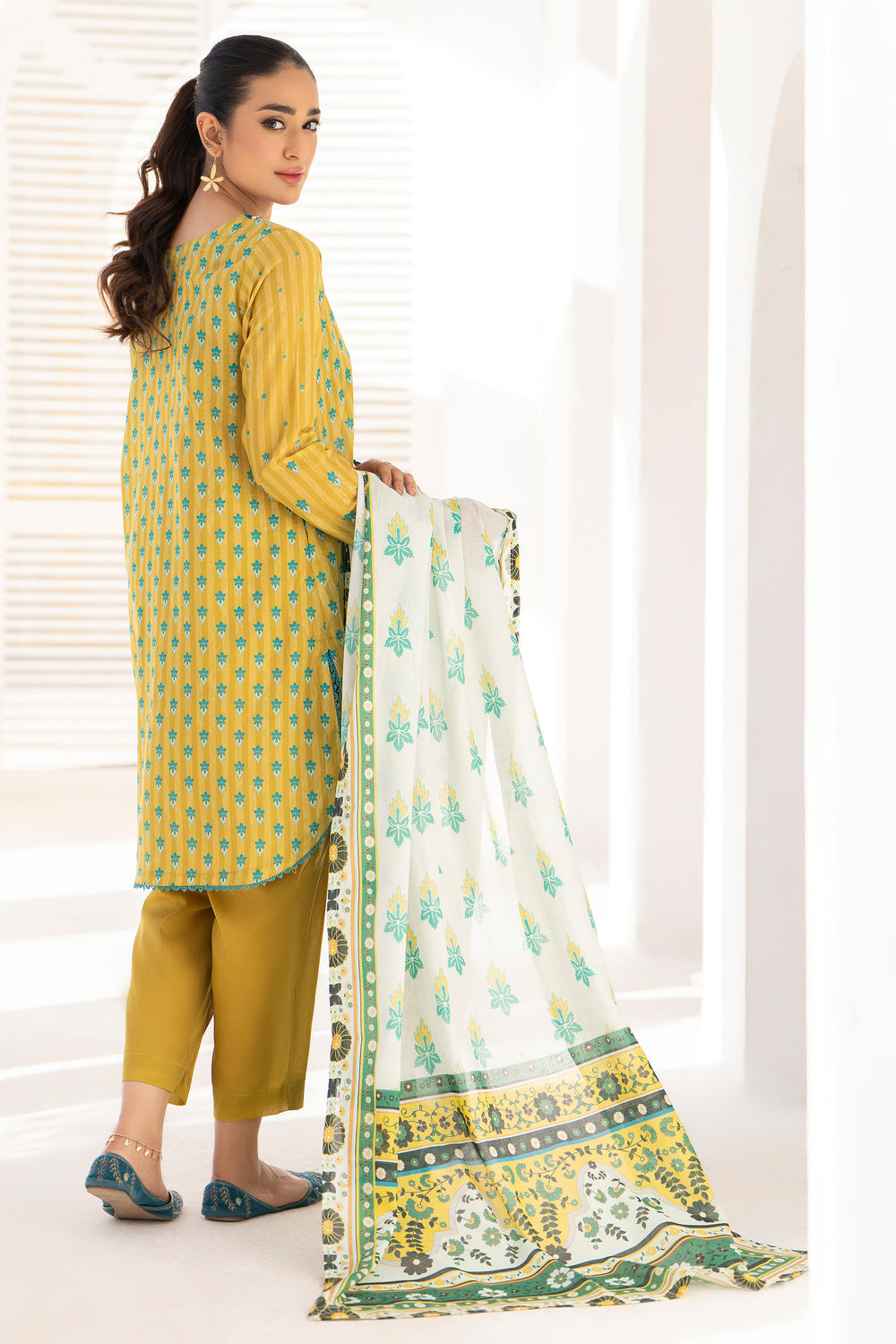 Ochre 3 Piece Unstitched Premium Lawn - SU25V5-S3 - JACQUARD CLOTHING