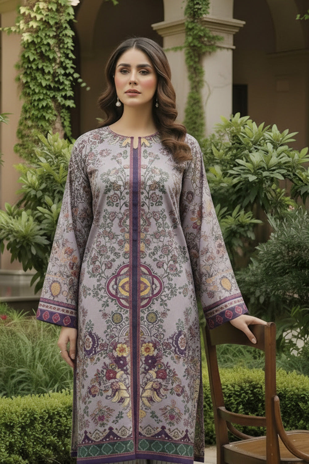 Old Lavender 2 Pc Unstitched Printed Cambric Co-Ord Set