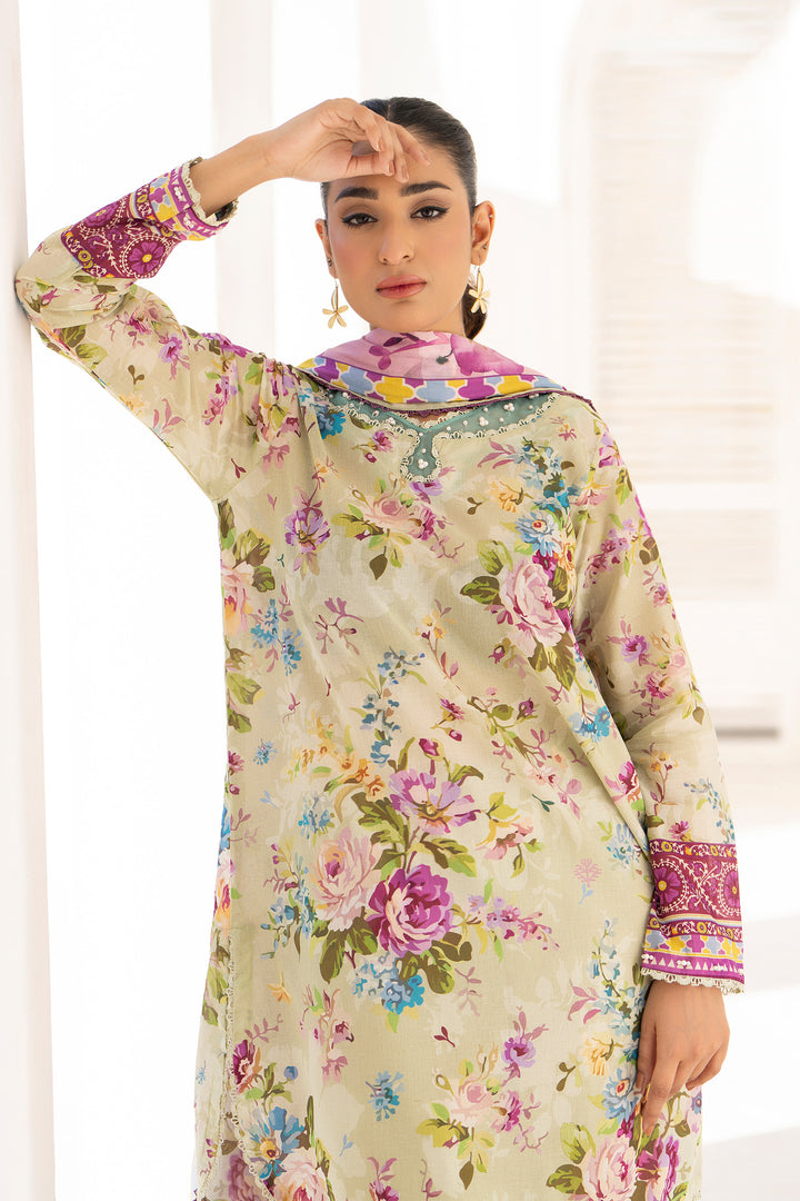 Olive 3 Piece Unstitched Premium Lawn - SU25V2-S3 - JACQUARD CLOTHING
