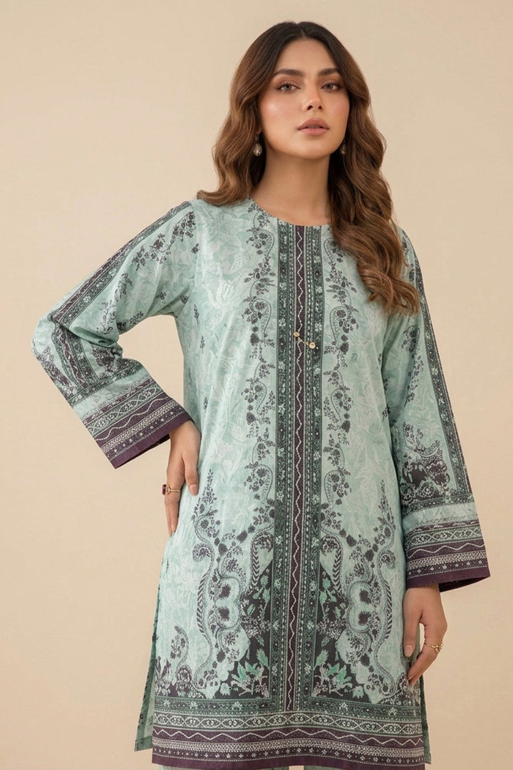 Pale Green 2 Piece Unstitched Printed Cambric Co-Ord Set