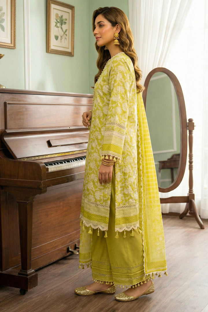 Parrot Yellow 3 Piece Unstitched Premium Printed Lawn