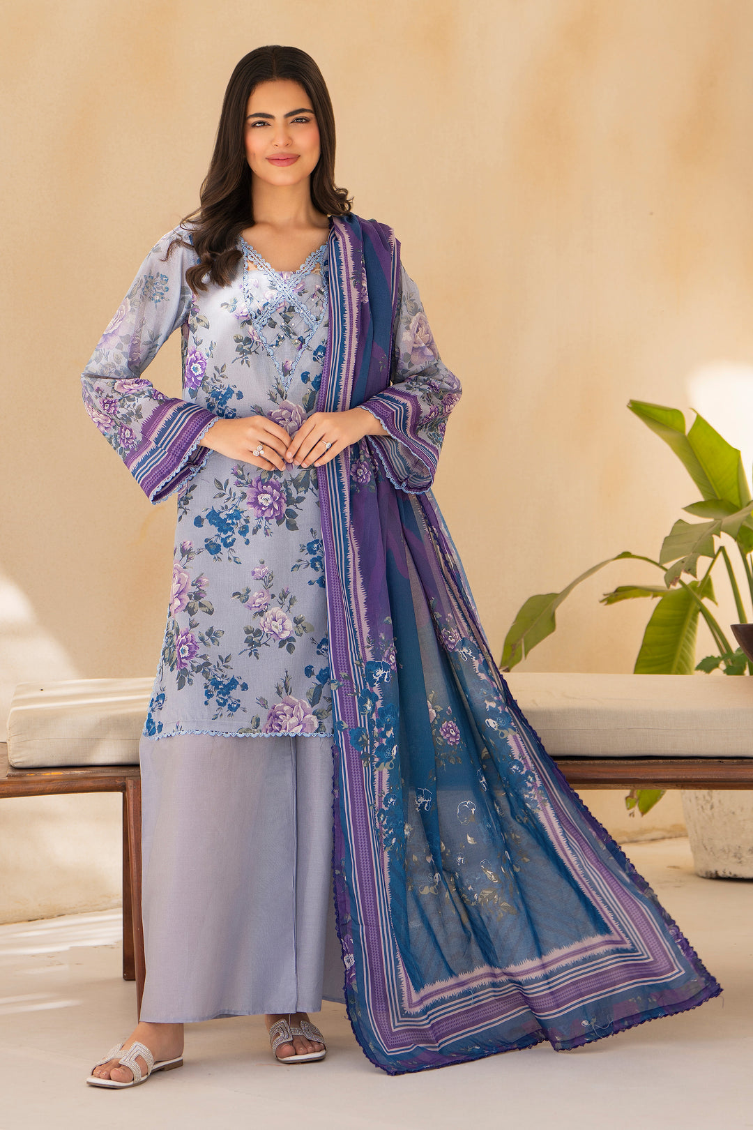 Pastel 3 Piece Unstitched Premium Lawn - SU25V1-S6 - JACQUARD CLOTHING