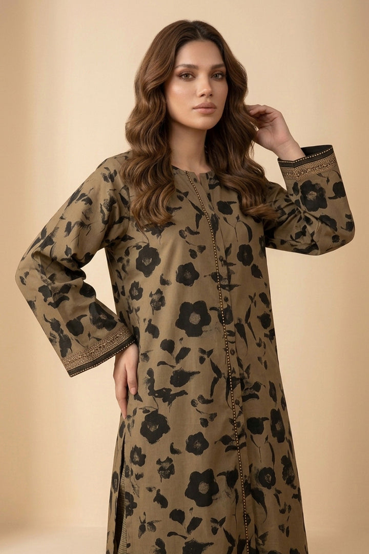 Patel Brown 2 Piece Unstitched Printed Cambric Co-Ord Set