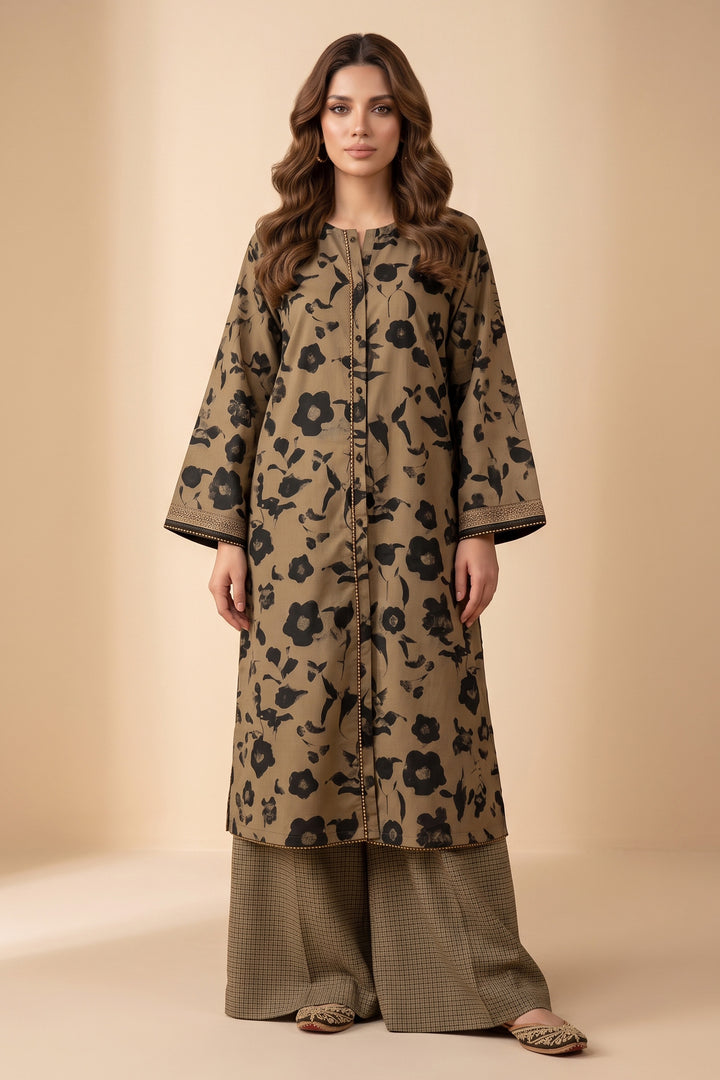 Patel Brown 2 Piece Unstitched Printed Cambric Co-Ord Set