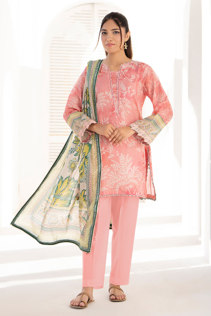 Peach 3 Piece Unstitched Premium Lawn - SU25V2-S1 - JACQUARD CLOTHING
