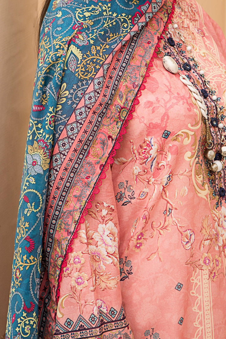 Peach Lawn 3 Piece Unstitched - Jacquard Clothing