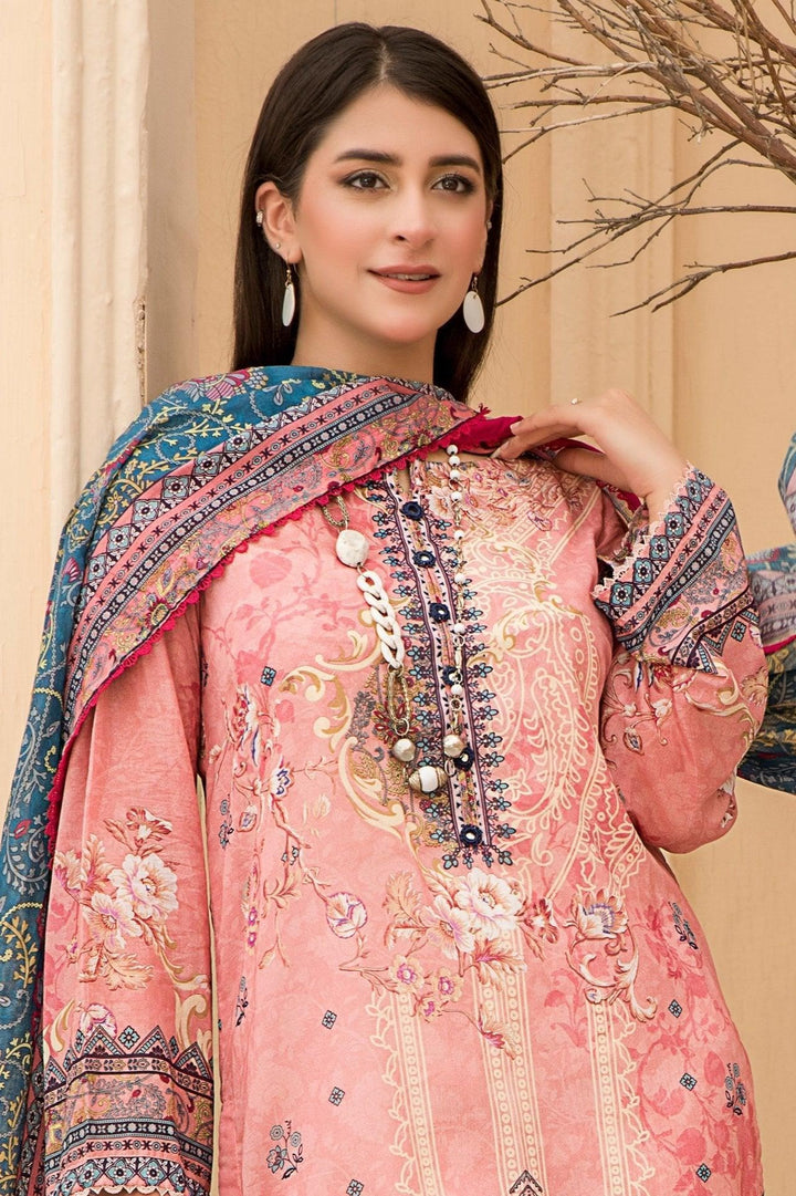 Peach Lawn 3 Piece Unstitched - Jacquard Clothing