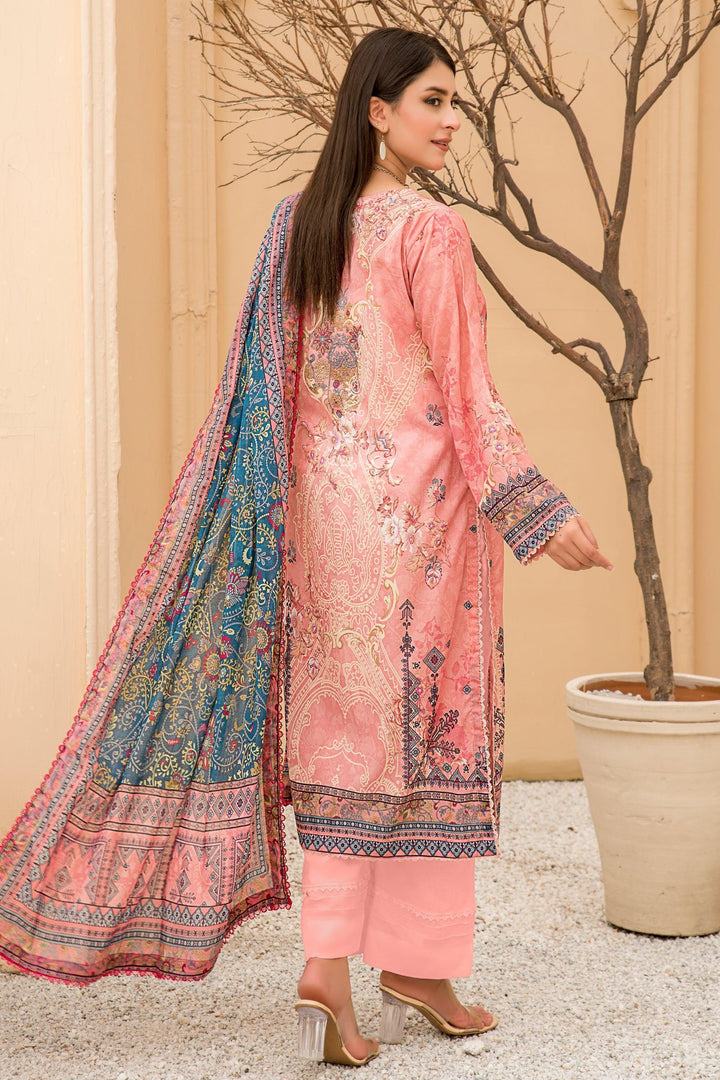 Peach Lawn 3 Piece Unstitched - Jacquard Clothing