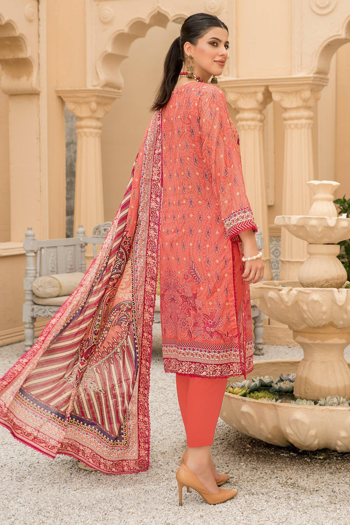 Peach Unstitched 3 Piece Lawn - Jacquard Clothing