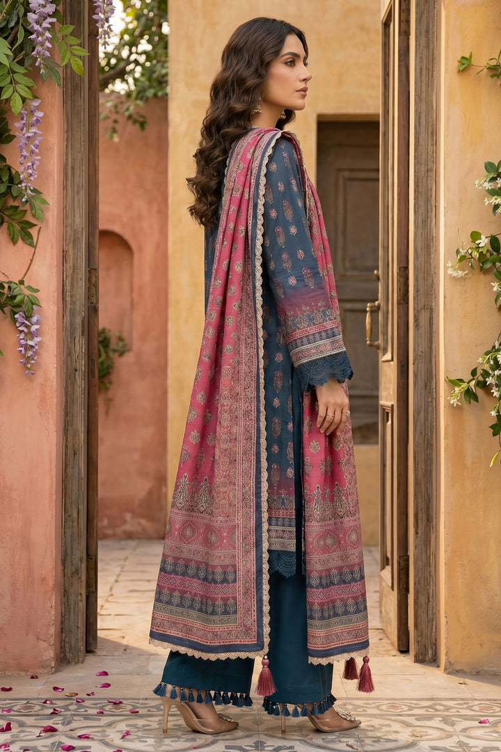 Persian Blue 3 Piece Unstitched Premium Printed Lawn