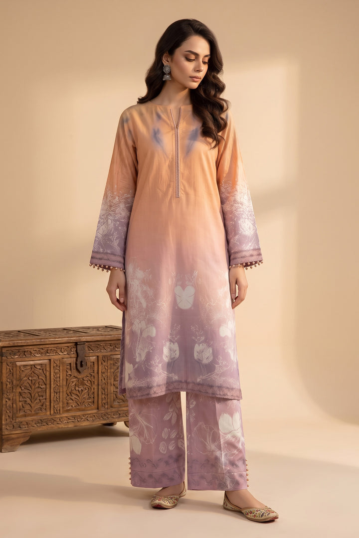 Persian Orange 2 Piece Unstitched Printed Cambric Co-Ord Set