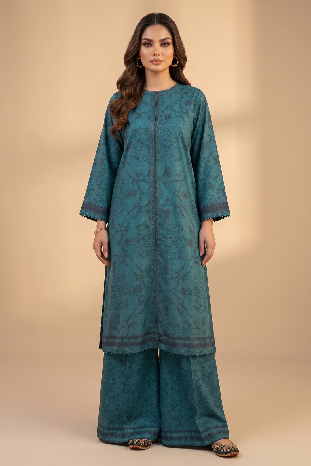 Pine Green 2 Piece Unstitched Printed Cambric Co-Ord Set