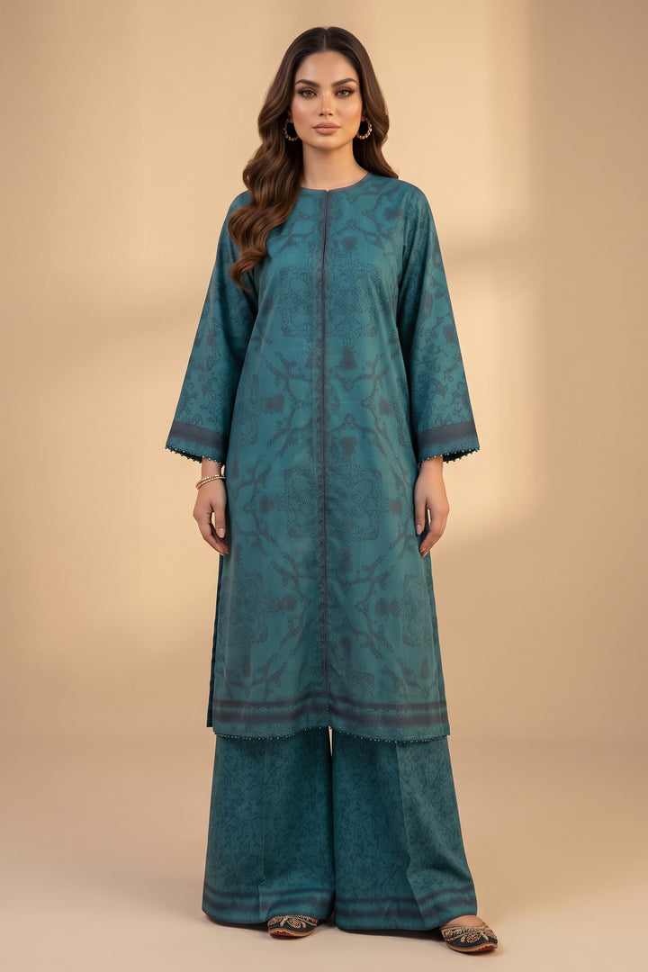Pine Green 2 Piece Unstitched Printed Cambric Co-Ord Set