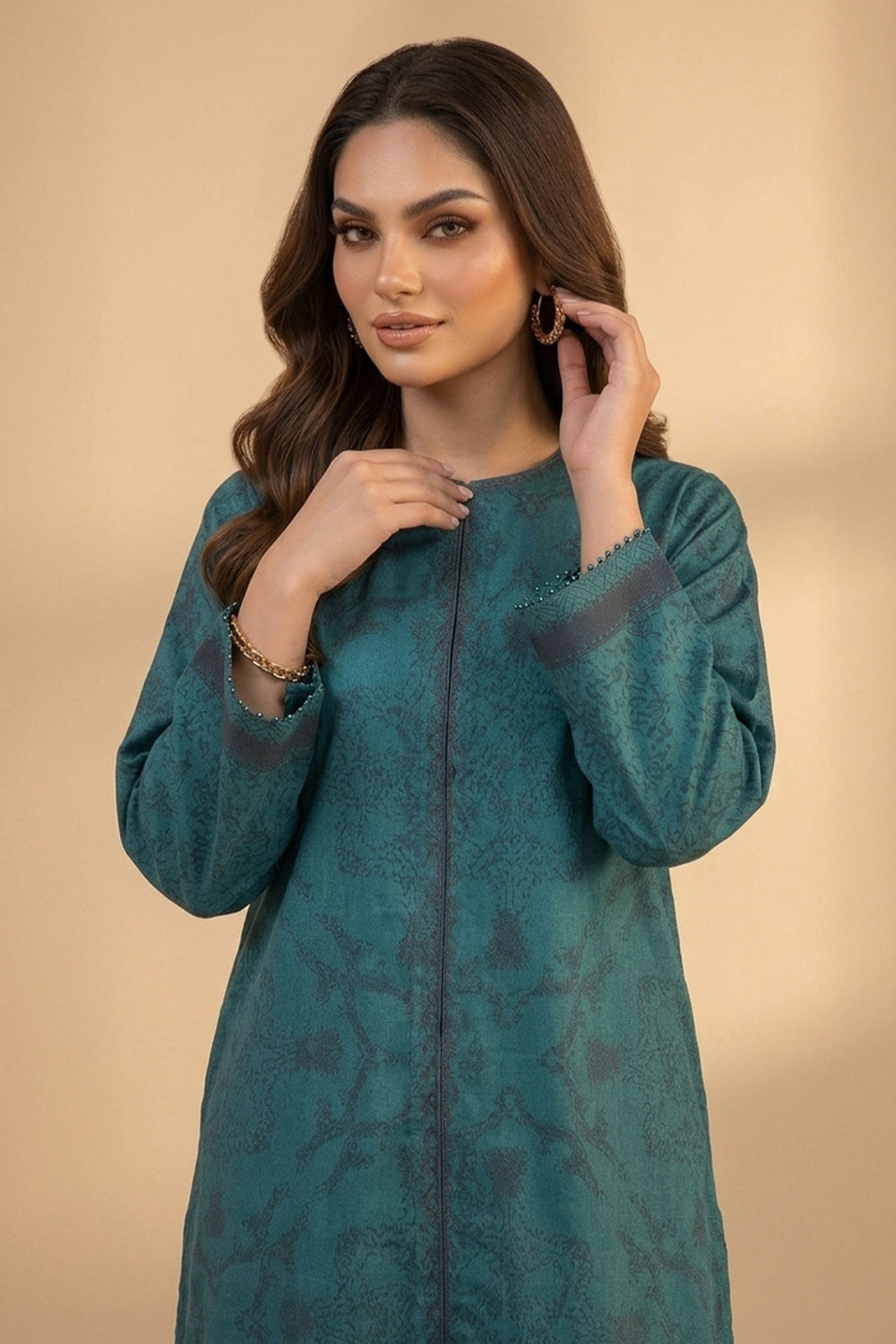 Pine Green 2 Piece Unstitched Printed Cambric Co-Ord Set