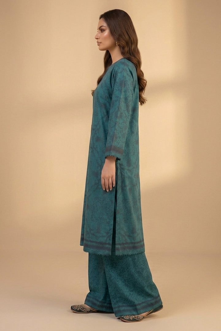 Pine Green 2 Piece Unstitched Printed Cambric Co-Ord Set