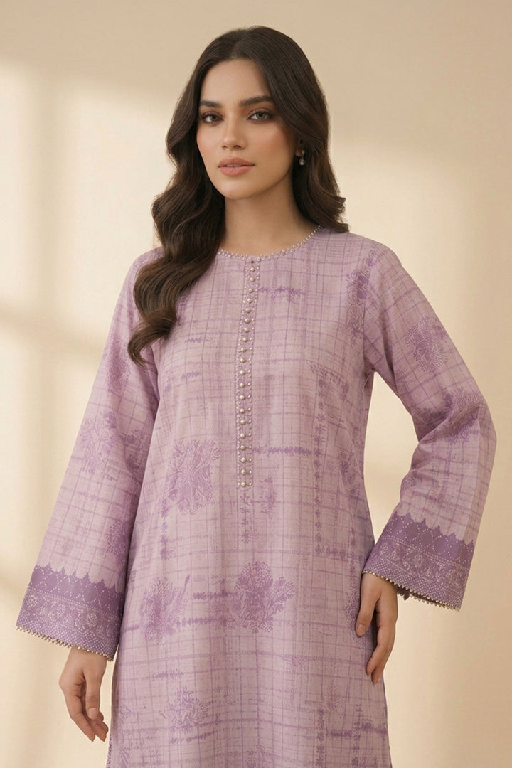 Pink 2 Piece Unstitched Printed Cambric Co-Ord Set