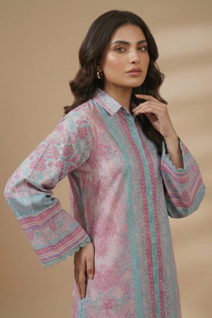 Pink Sherbet 2 Piece Unstitched Printed Cambric Co-Ord Set