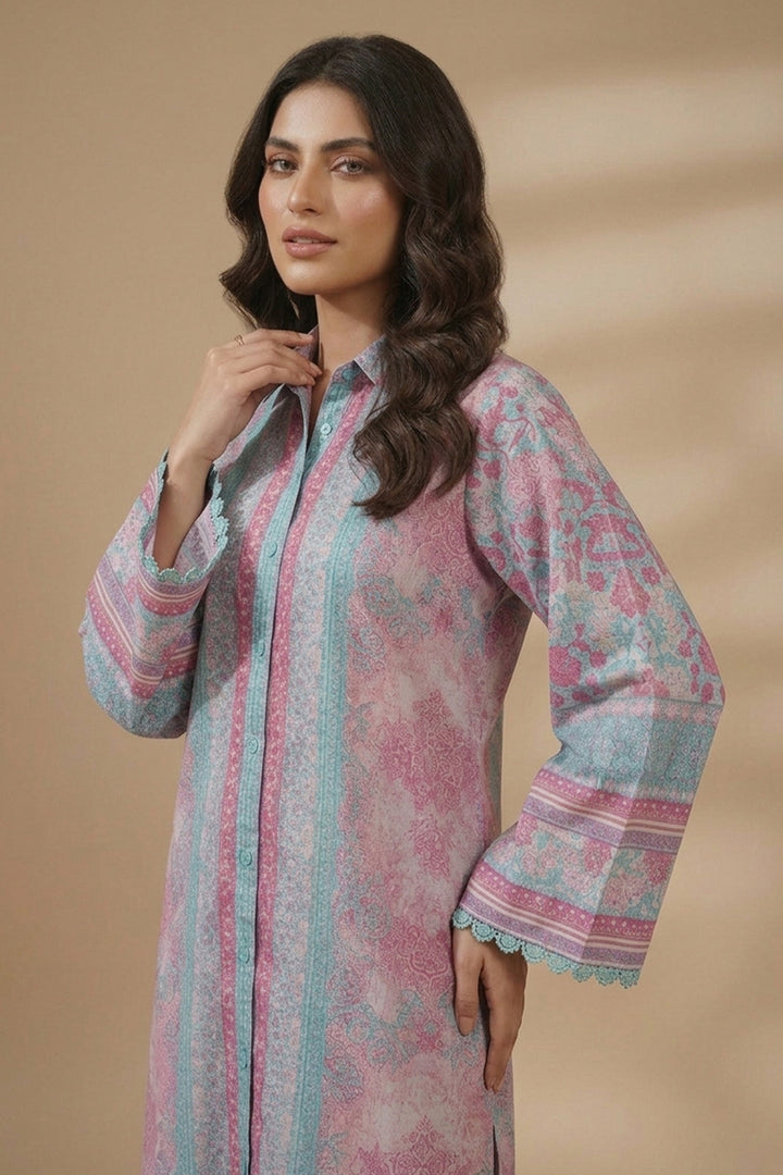 Pink Sherbet 2 Piece Unstitched Printed Cambric Co-Ord Set