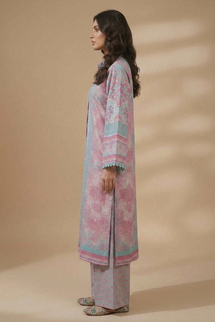 Pink Sherbet 2 Piece Unstitched Printed Cambric Co-Ord Set