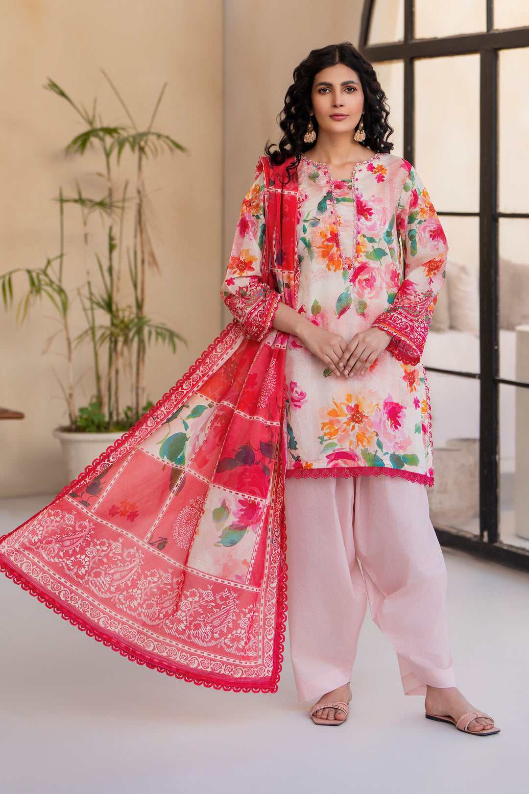 Pink 3 Piece Unstitched Premium Lawn - SU25V1-S9 - JACQUARD CLOTHING