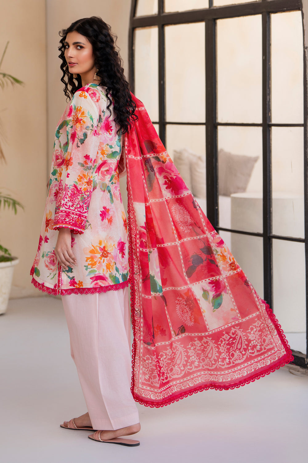 Pink 3 Piece Unstitched Premium Lawn - SU25V1-S9 - JACQUARD CLOTHING