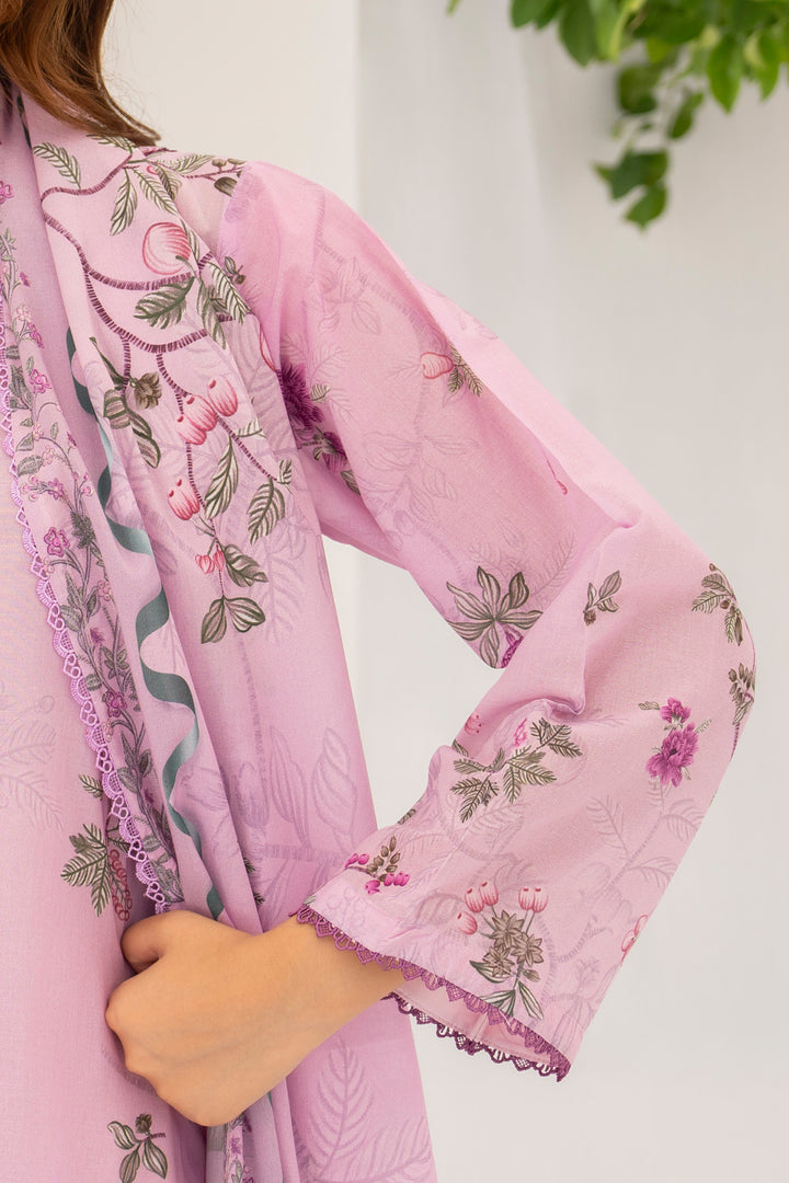 Pink 3 Piece Unstitched Premium Lawn - SU25V9-S10 - JACQUARD CLOTHING
