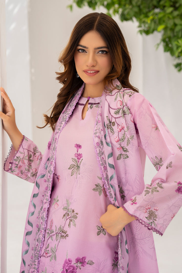 Pink 3 Piece Unstitched Premium Lawn - SU25V9-S10 - JACQUARD CLOTHING