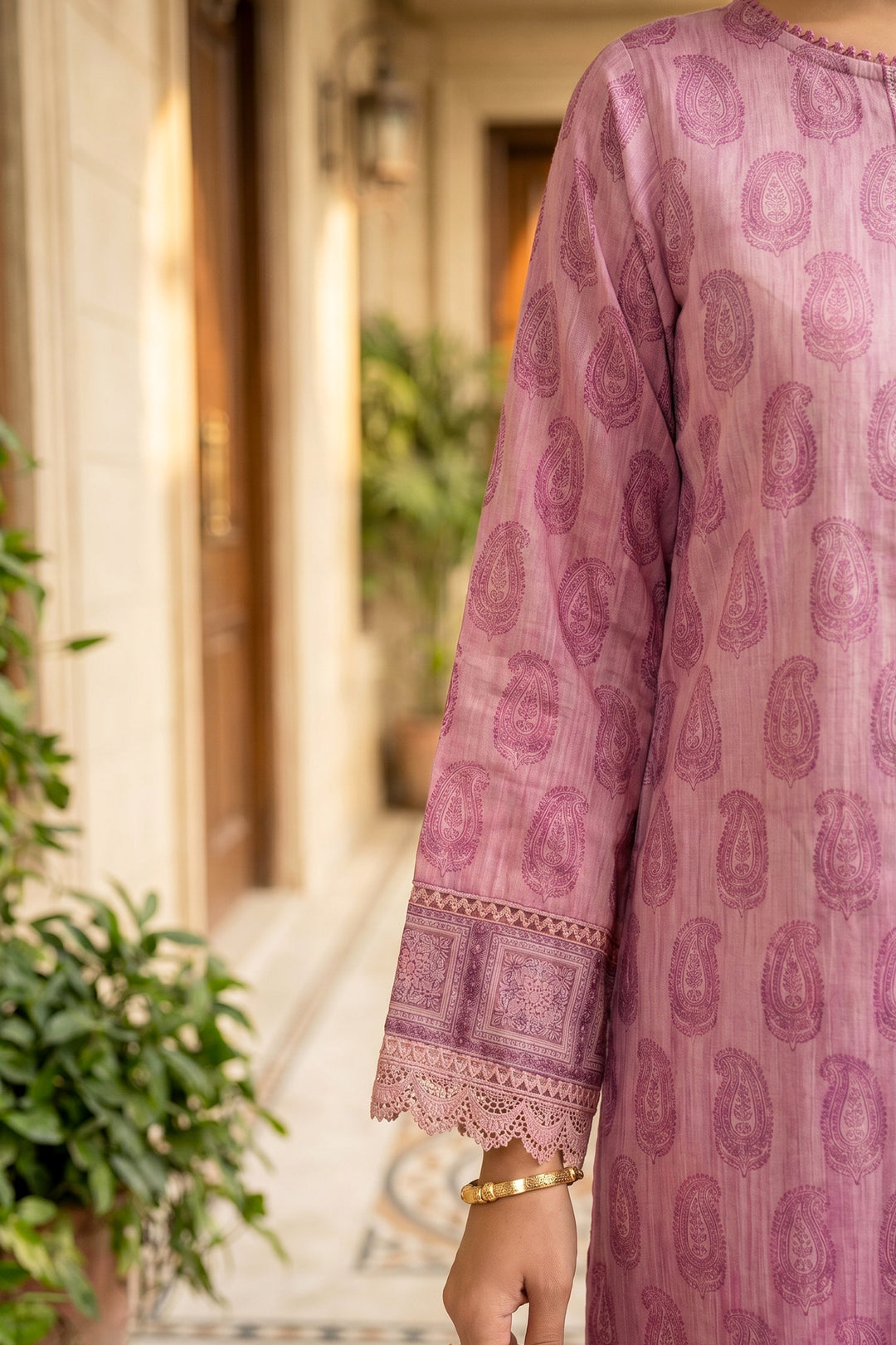 Pink 3 Piece Unstitched Premium Printed Lawn