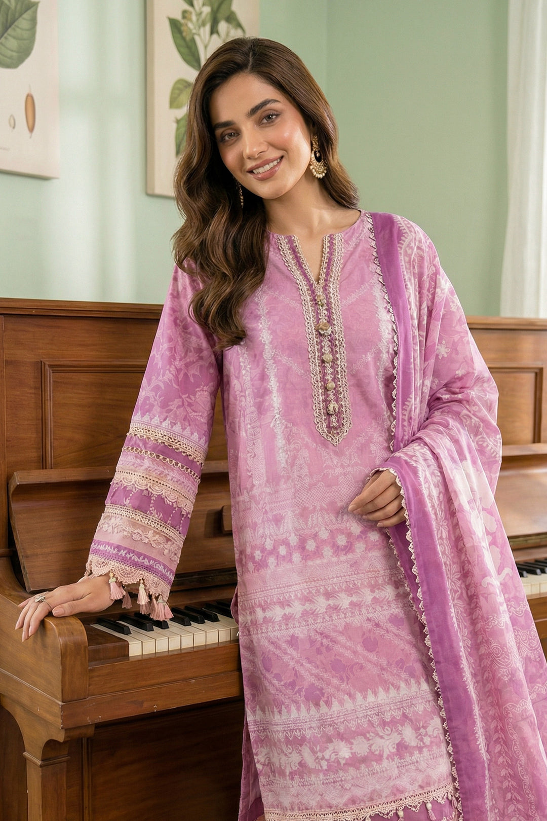 Pink 3 Piece Unstitched Premium Printed Lawn Suit - Jacquard Soha Afreen Summer 2026 Collection