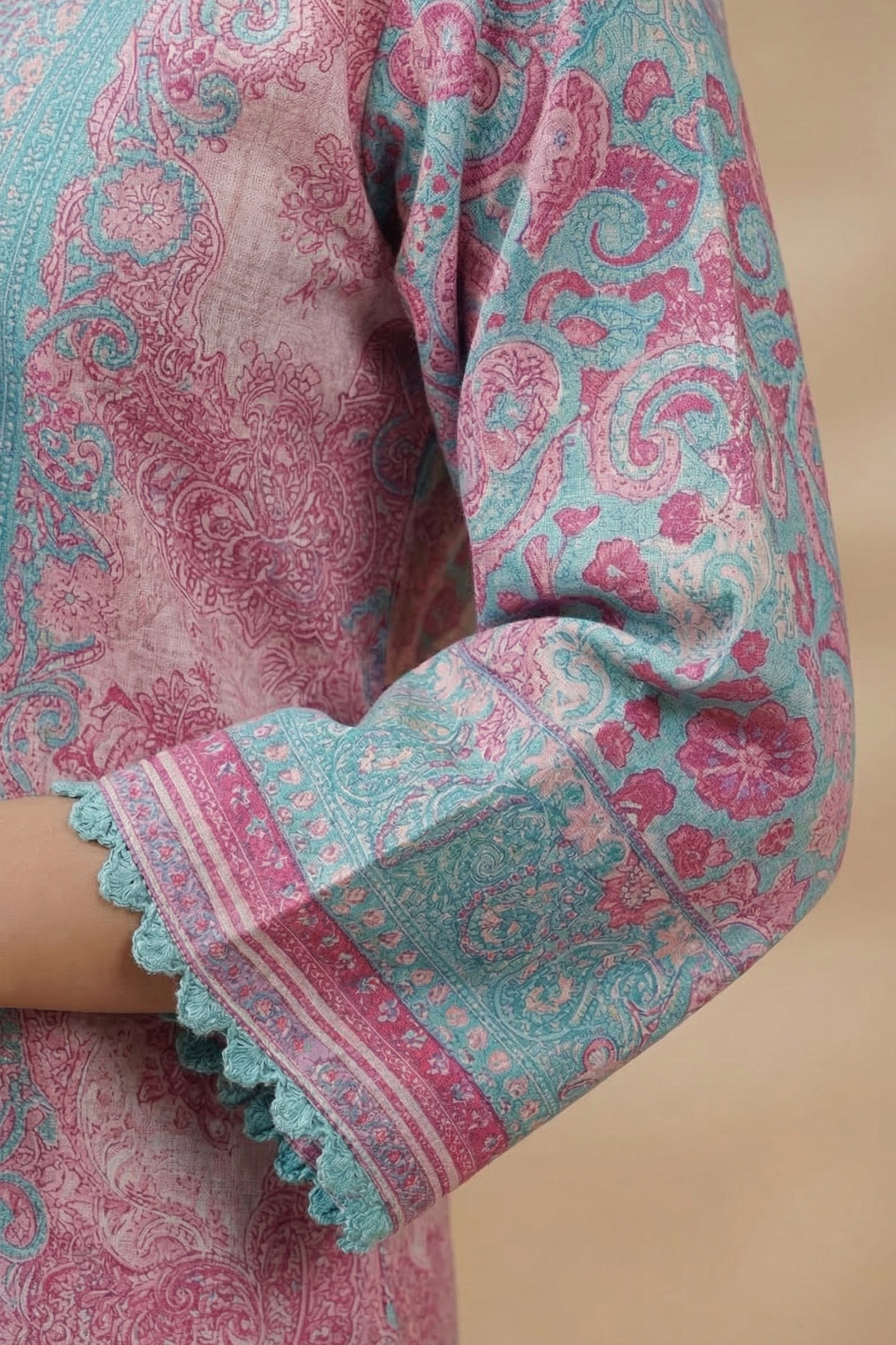 Pink Sherbet 2 Pc Unstitched Printed Cambric Co-Ord Set