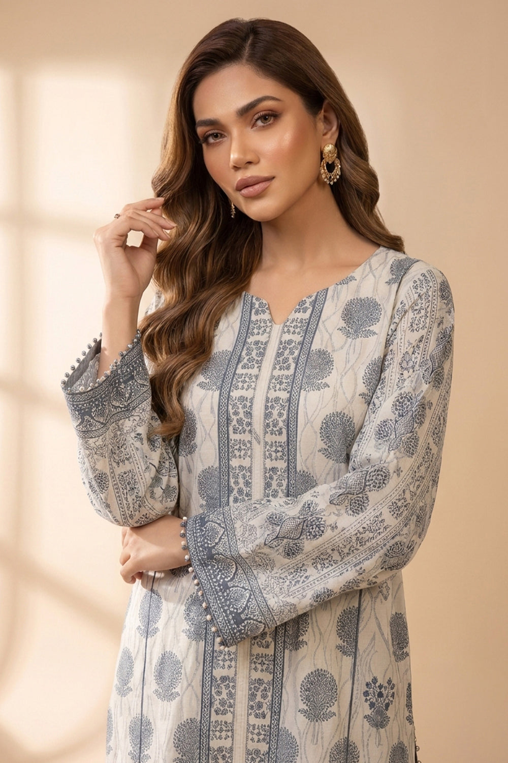 Platinum 2 Piece Unstitched Printed Cambric Co-Ord Set