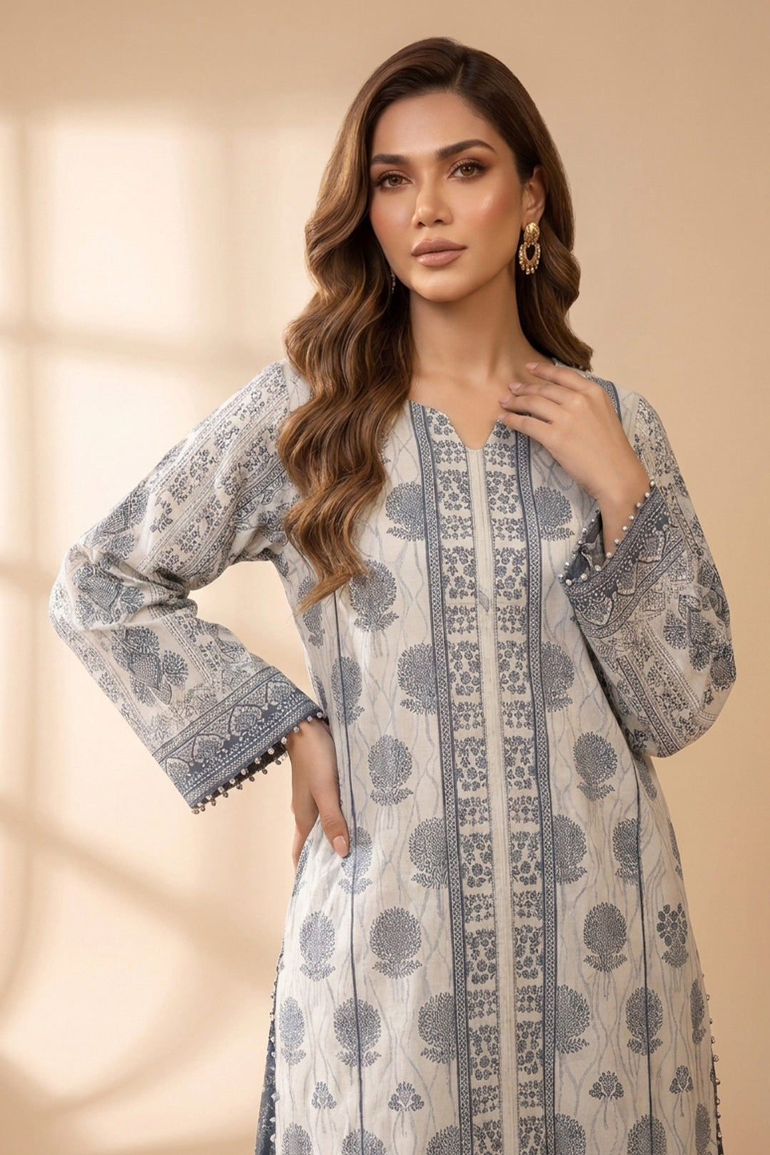 Platinum 2 Piece Unstitched Printed Cambric Co-Ord Set