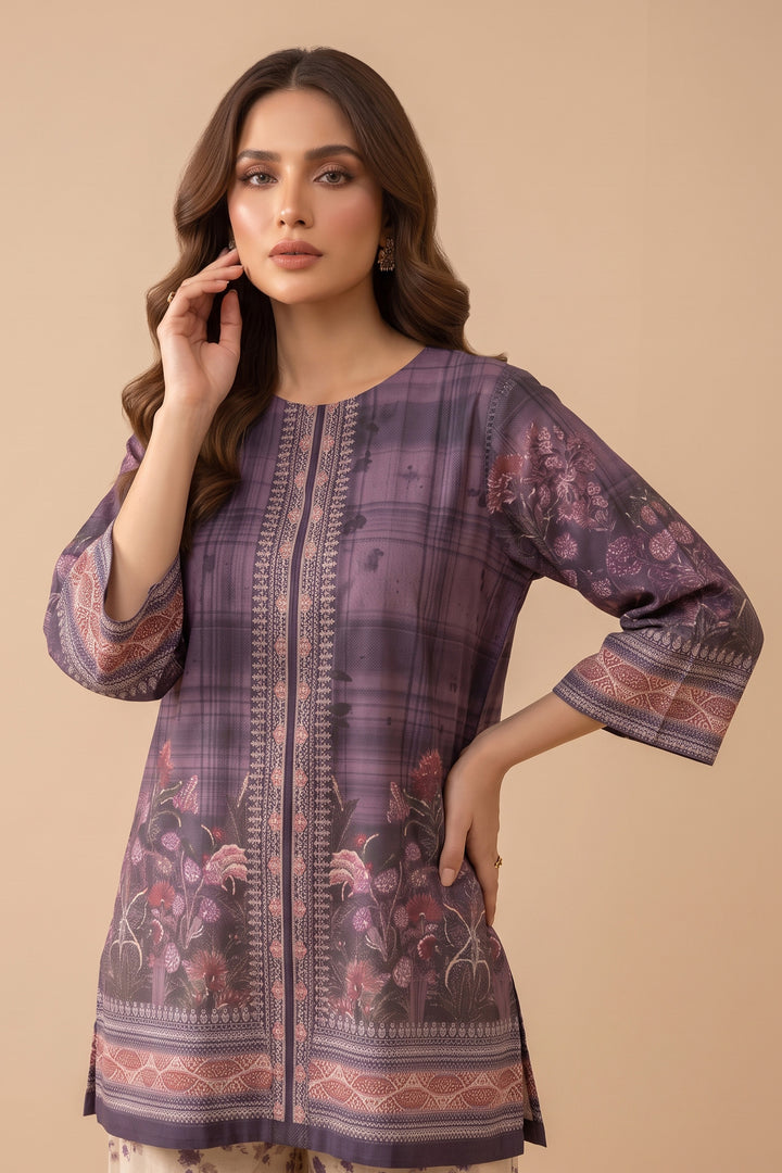 Purple Taupe 2 Piece Unstitched Printed Cambric Co-Ord Set