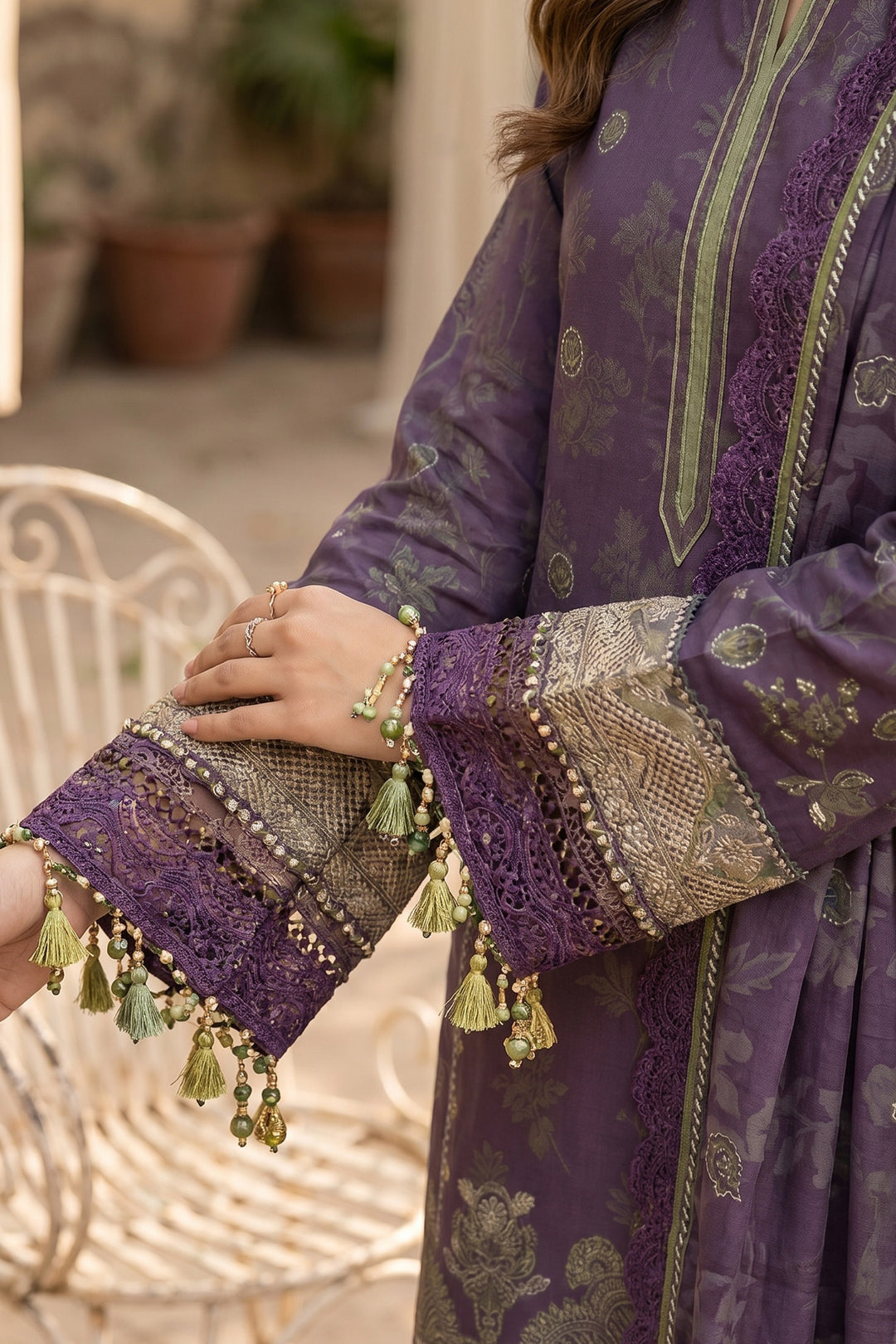 Purple 3 Piece Unstitched Premium Printed Lawn