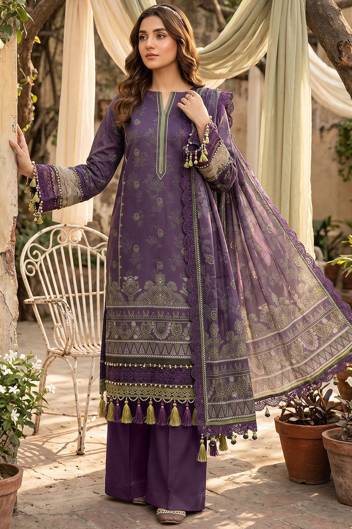 Purple 3 Piece Unstitched Premium Printed Lawn