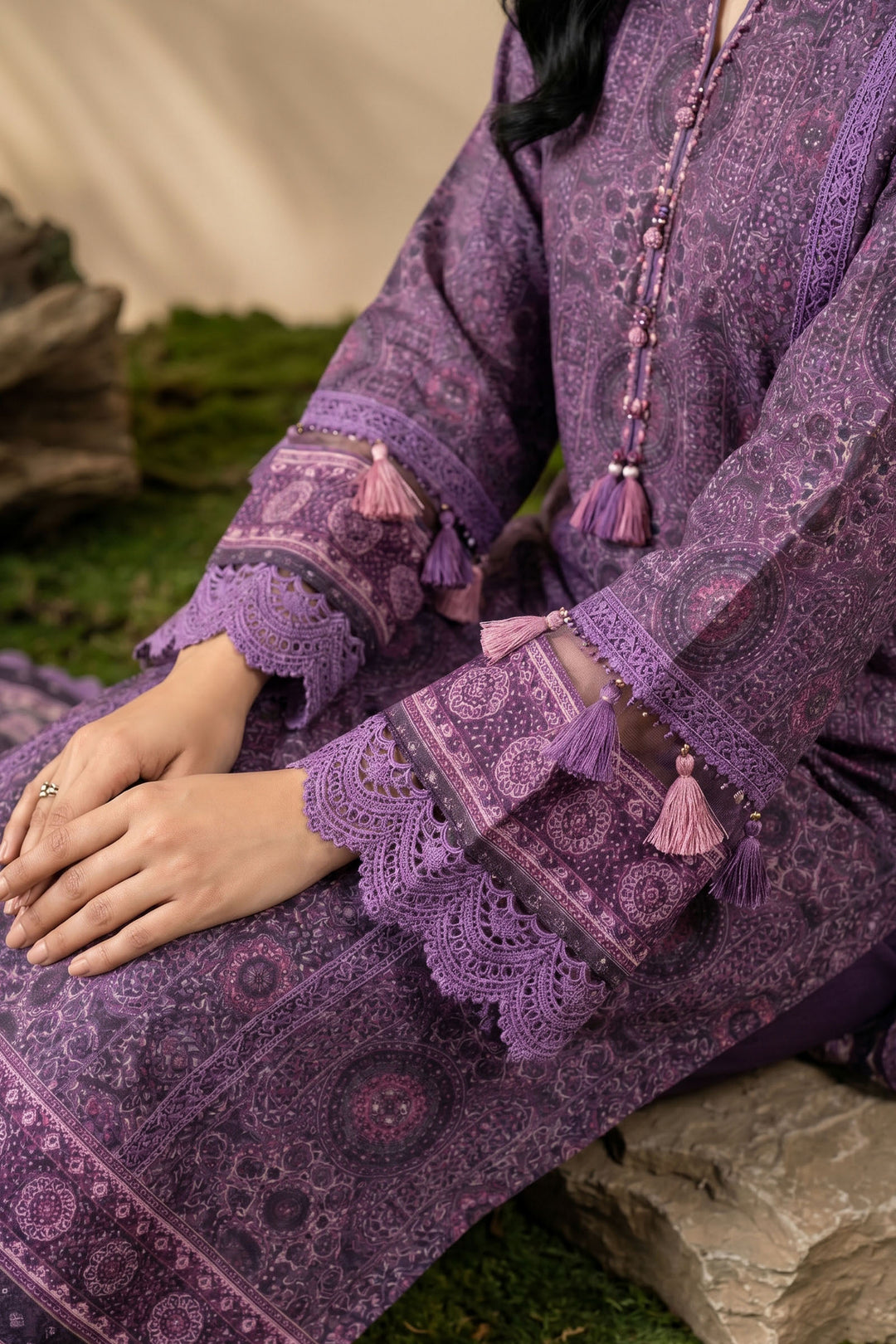 Purple 3 Piece Unstitched Premium Printed Lawn Suit By Jacquard Clothing Summer 2026 Hania Manahil Collection