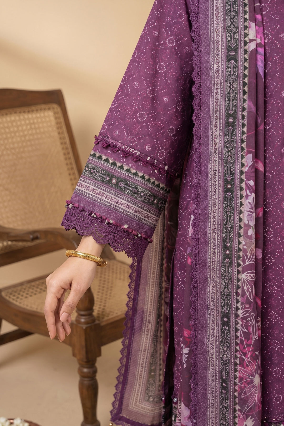 Purple 3 Piece Unstitched Premium Printed Lawn Suit By Jacquard Clothing Summer Collection 2026