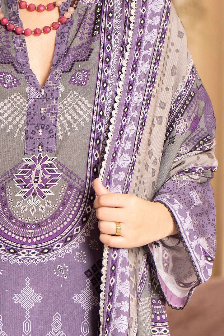 Purple 3 Piece Unstitched Printed Linen - IM24CF1V2-S2 - JACQUARD CLOTHING