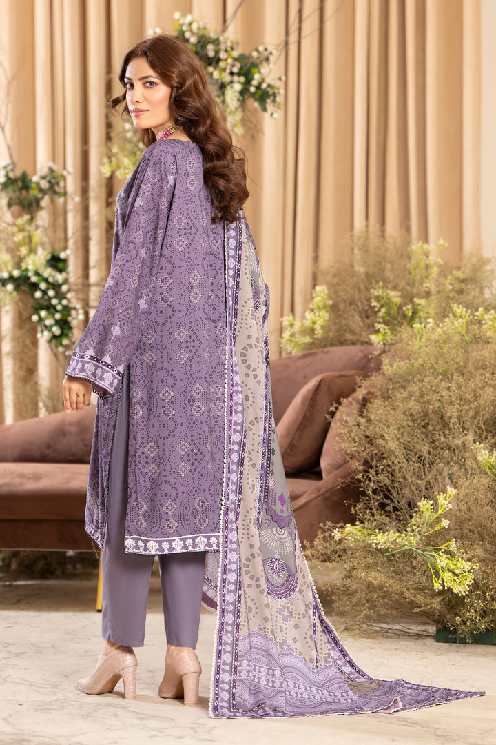 Purple 3 Piece Unstitched Printed Linen - IM24CF1V2-S2 - JACQUARD CLOTHING