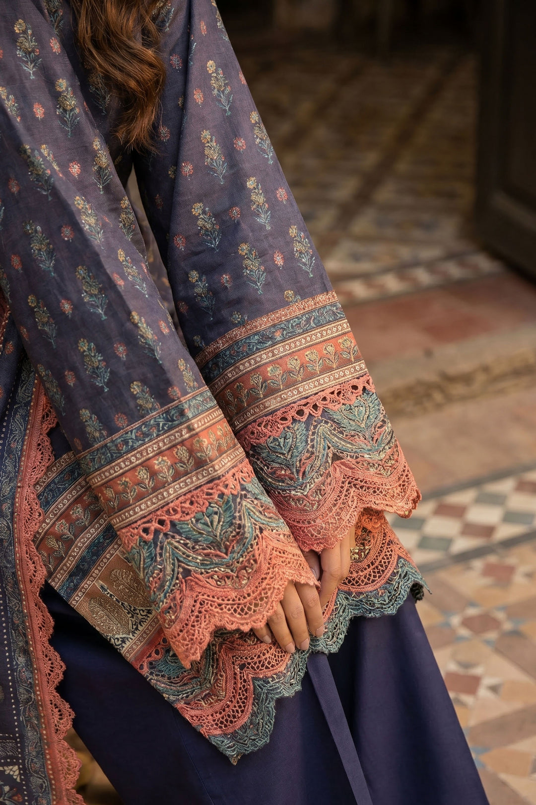 Purple Taupe 3 Piece Unstitched Premium Printed Lawn
