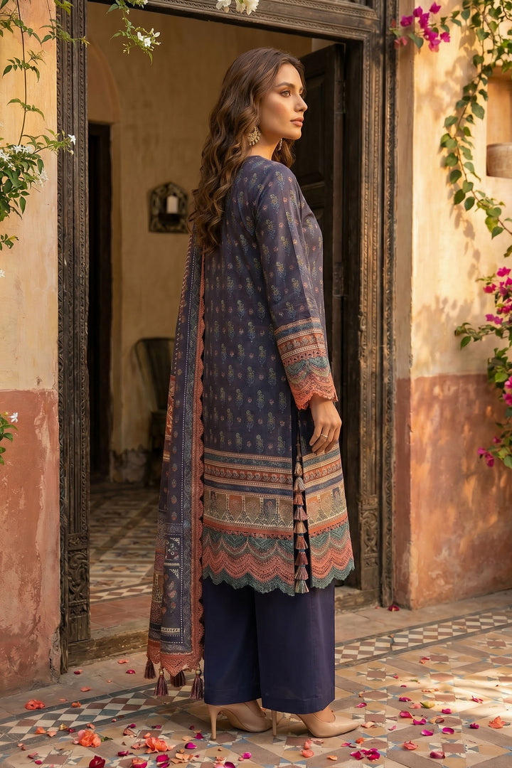 Purple Taupe 3 Piece Unstitched Premium Printed Lawn