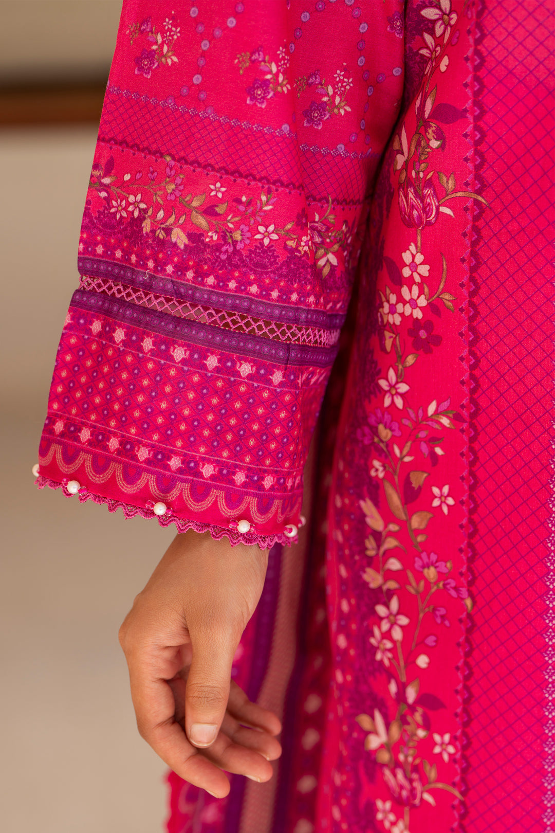 Raspberry 3 Piece Unstitched Premium Lawn - SU25V1-S10 - JACQUARD CLOTHING