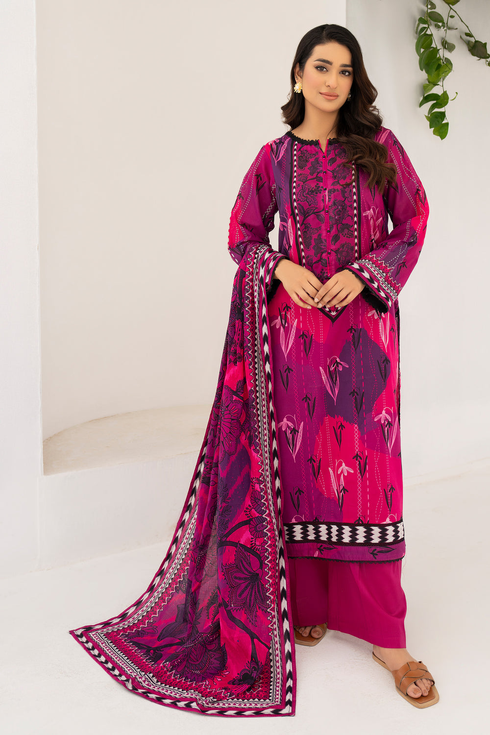 Raspberry 3 Piece Unstitched Premium Lawn - SU25V6-S10 - JACQUARD CLOTHING