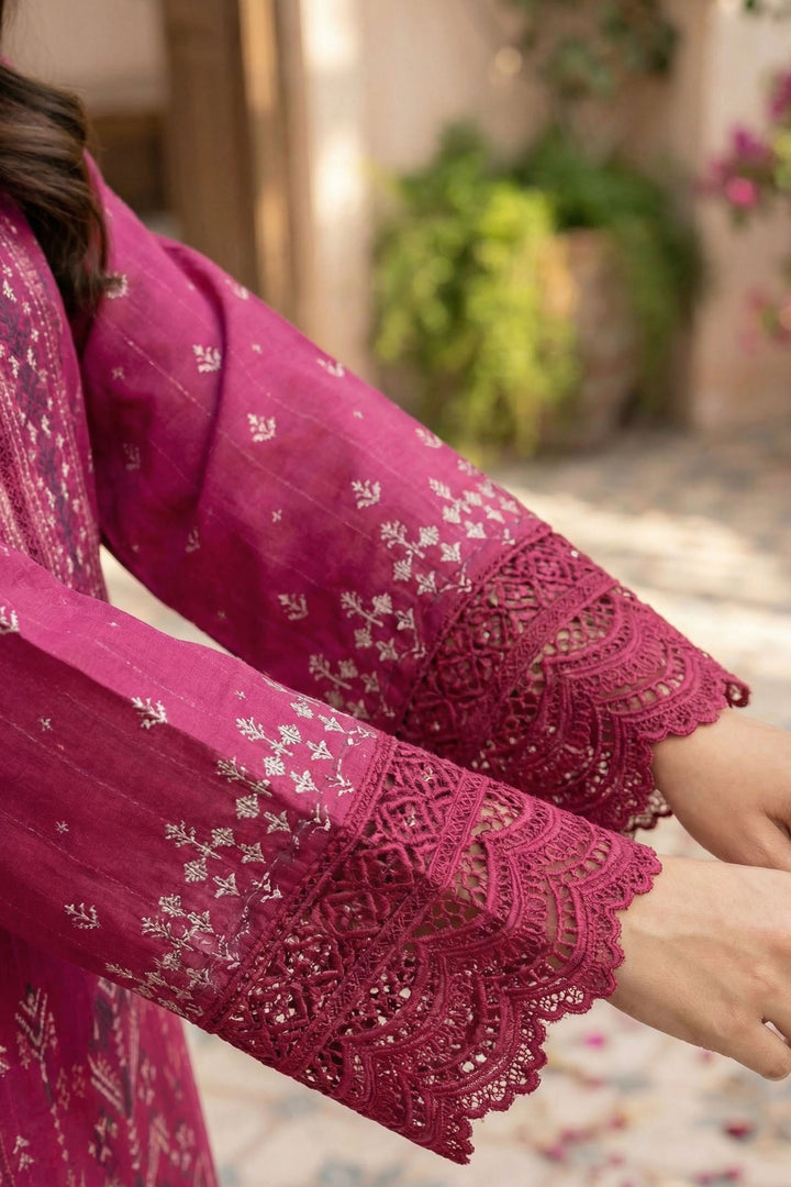 Raspberry 3 Piece Unstitched Premium Printed Lawn Suit - Jacquard Wirsa By Zainab Collection Summer 2026