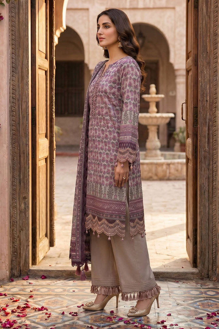 Raspberry Glace 3 Piece Unstitched Premium Printed Lawn