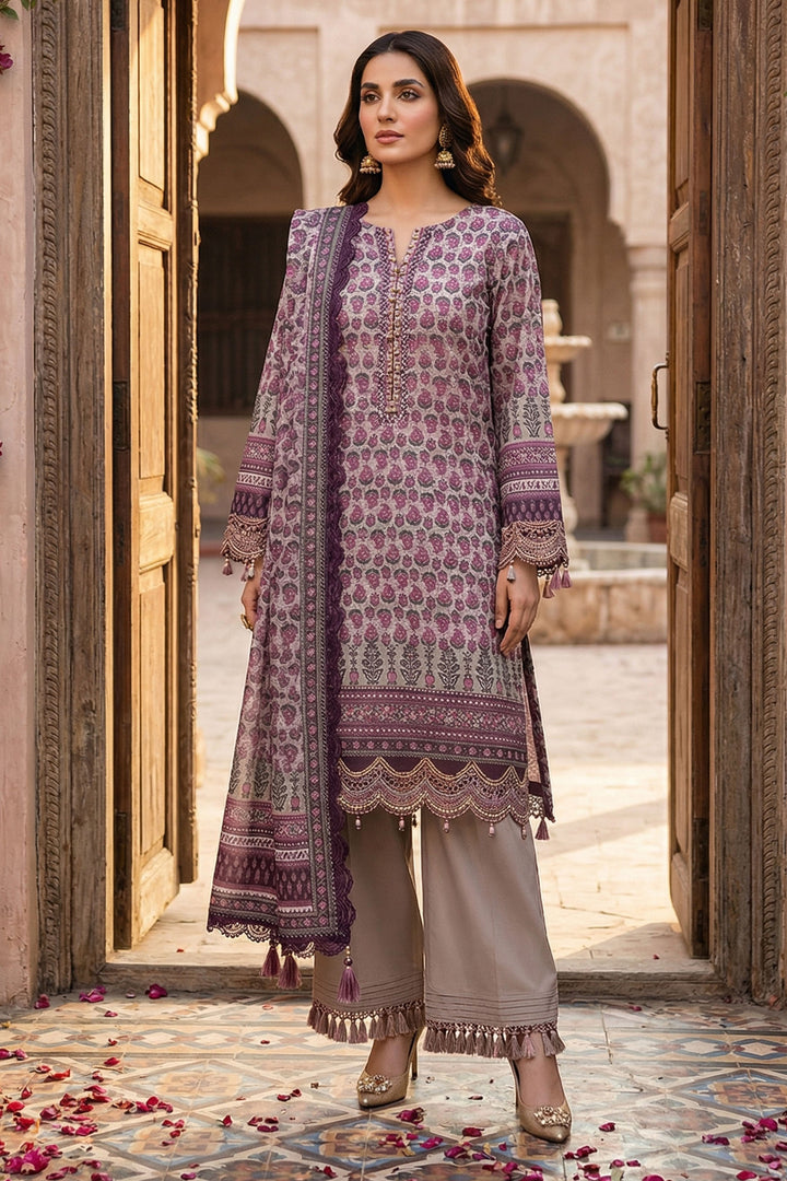 Raspberry Glace 3 Piece Unstitched Premium Printed Lawn