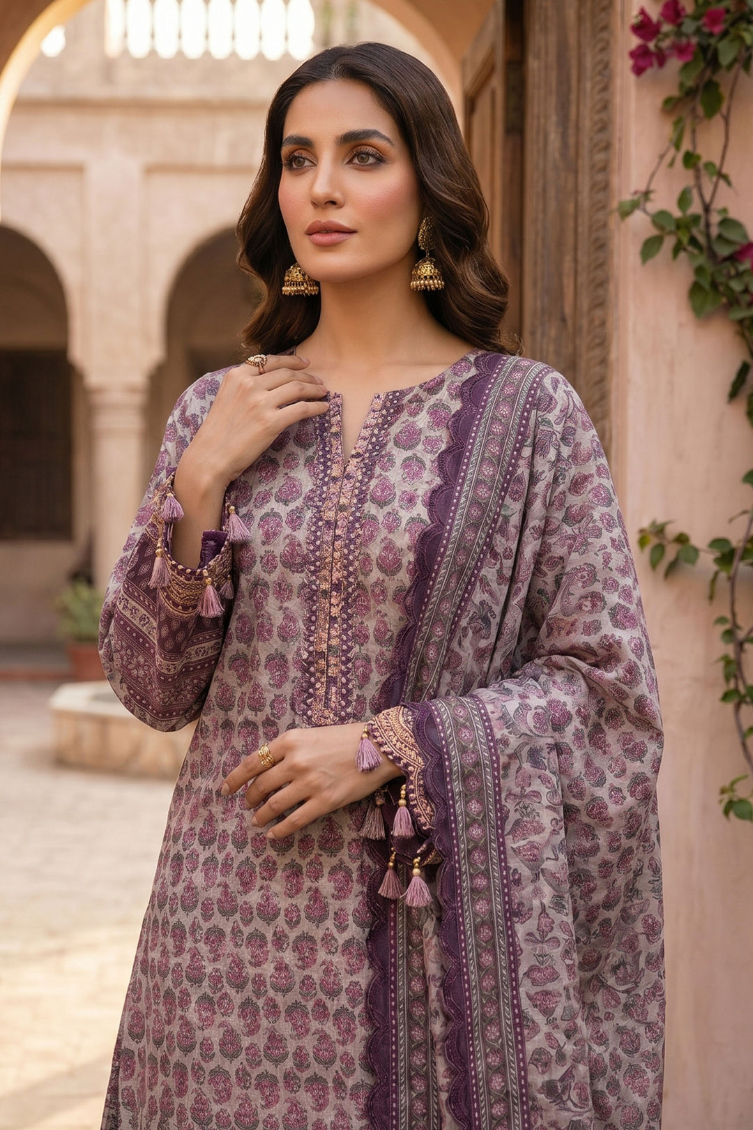 Raspberry Glace 3 Piece Unstitched Premium Printed Lawn