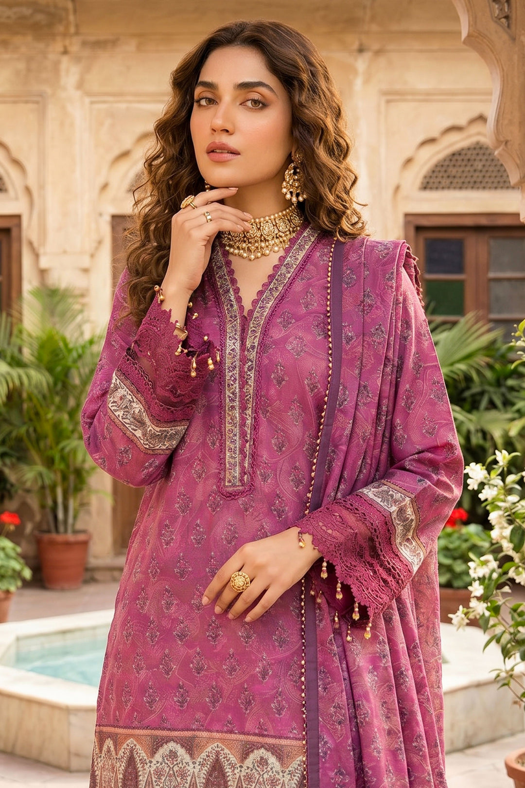 Raspberry Rose 3 Piece Unstitched Premium Printed Lawn