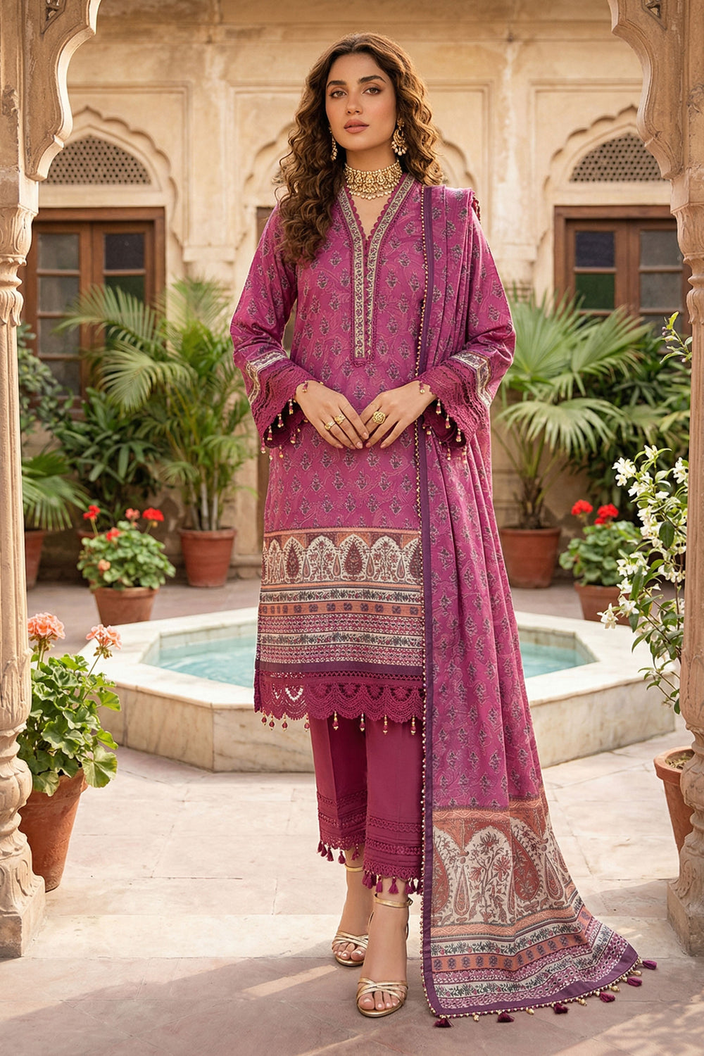 Raspberry Rose 3 Piece Unstitched Premium Printed Lawn